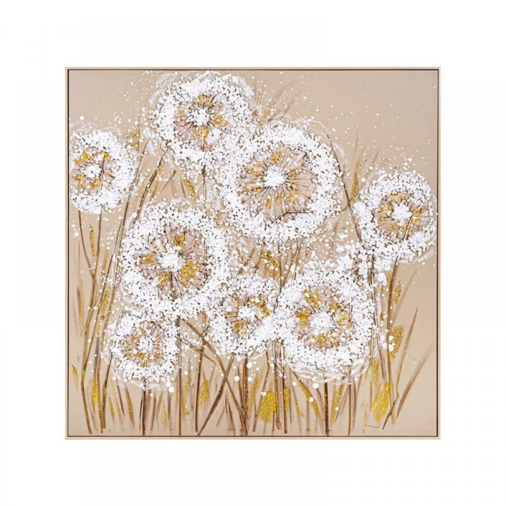 ΠΙΝΑΚΑΣ ΣΕ ΚΑΜΒΑ Fylliana FL25078 ΛΕΥΚΟ-ΧΡΥΣΟ-ΜΠΕΖ 102x102εκ