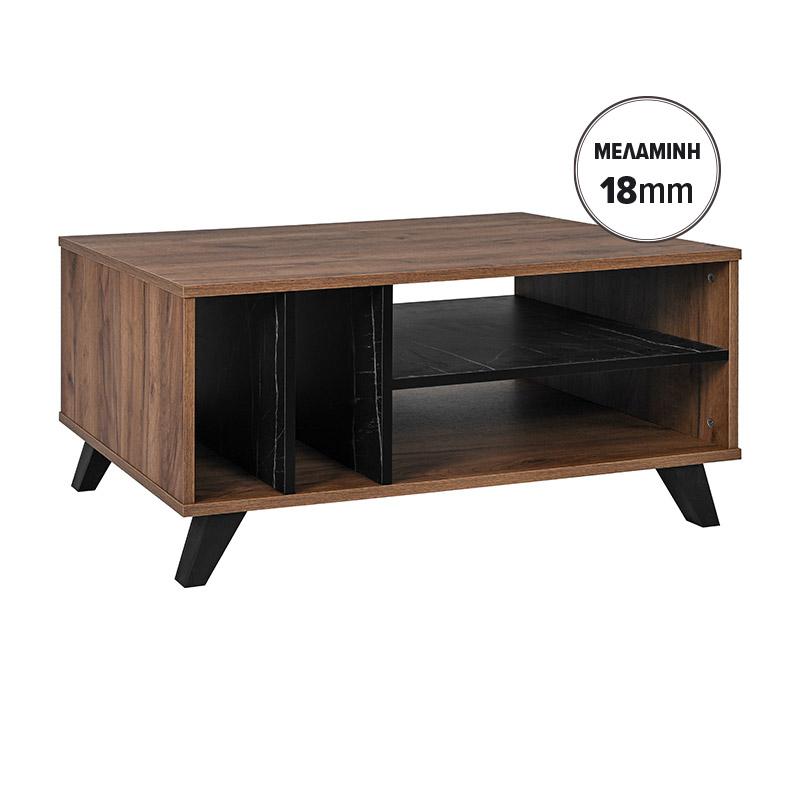 ΤΡΑΠΕΖΙ ΣΑΛΟΝΙΟΥ Fylliana Miami TOBACCO ΜΕ BLACK MARBLE ΧΡΩΜΑ 100x64x45εκ