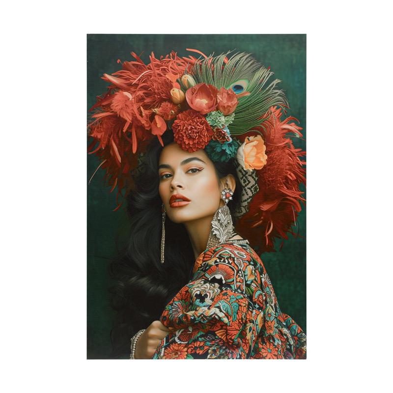 ΠΙΝΑΚΑΣ ΣΕ ΚΑΜΒΑ ΜΕ ΕΚΤΥΠΩΣΗ Fylliana FL246004 ΠΡΑΣΙΝΟ-ΚΑΦΕ-ΚΟΚΚΙΝΟ 60x3x90εκ