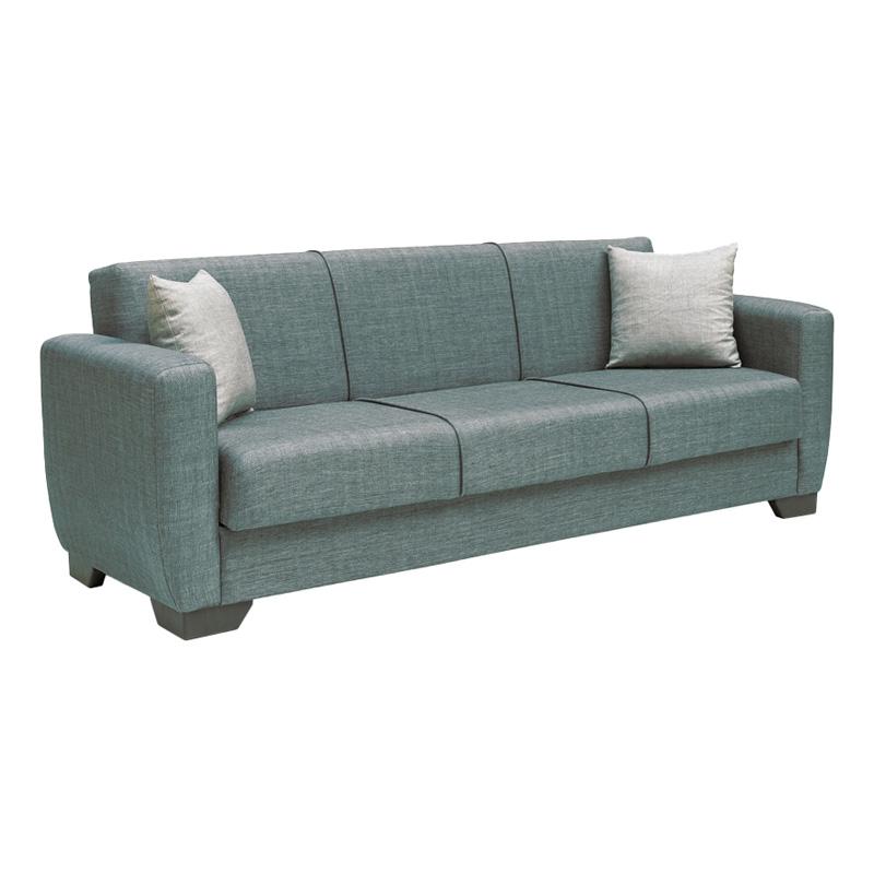ΚΑΝΑΠΕΣ-ΚΡΕΒΑΤΙ ΤΡΙΘΕΣΙΟΣ Fylliana New Dolce ΓΚΡΙ ΜΕ ΑΝΟΙΧΤΟ ΓΚΡΙ ΜΑΞΙΛΑΡΙΑ 222x85x85εκ