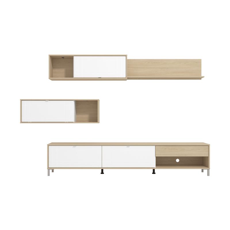 ΚΕΝΤΡΟ ΨΥΧΑΓΩΓΙΑΣ-ΣΥΝΘΕΣΗ CAMBRIDGE ΛΕΥΚΟ-OAK 234x40x197εκ