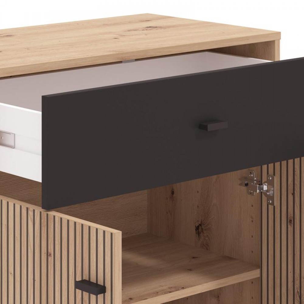 ΚΟΜΟΤΑ-ΜΠΟΥΦΕΣ AVIGNON 80 2K1F2V ARTISAN OAK-ΜΑΥΡΟ ΧΡΩΜΑ 80x40x90εκ