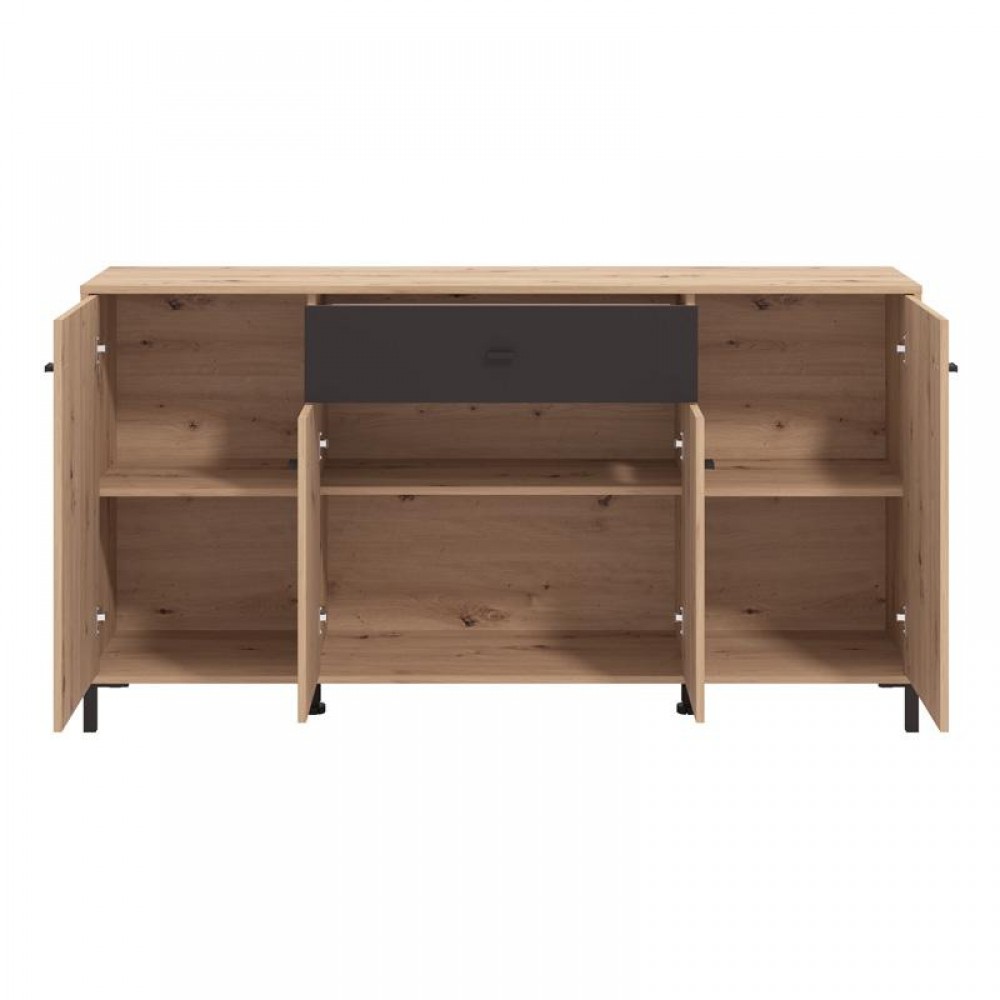 ΚΟΜΟΤΑ-ΜΠΟΥΦΕΣ AVIGNON 170 4K1F4V ARTISAN OAK-ΜΑΥΡΟ ΧΡΩΜΑ 170x40x90εκ