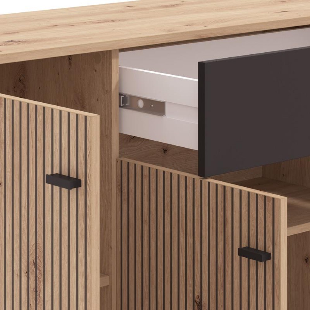 ΚΟΜΟΤΑ-ΜΠΟΥΦΕΣ AVIGNON 170 4K1F4V ARTISAN OAK-ΜΑΥΡΟ ΧΡΩΜΑ 170x40x90εκ