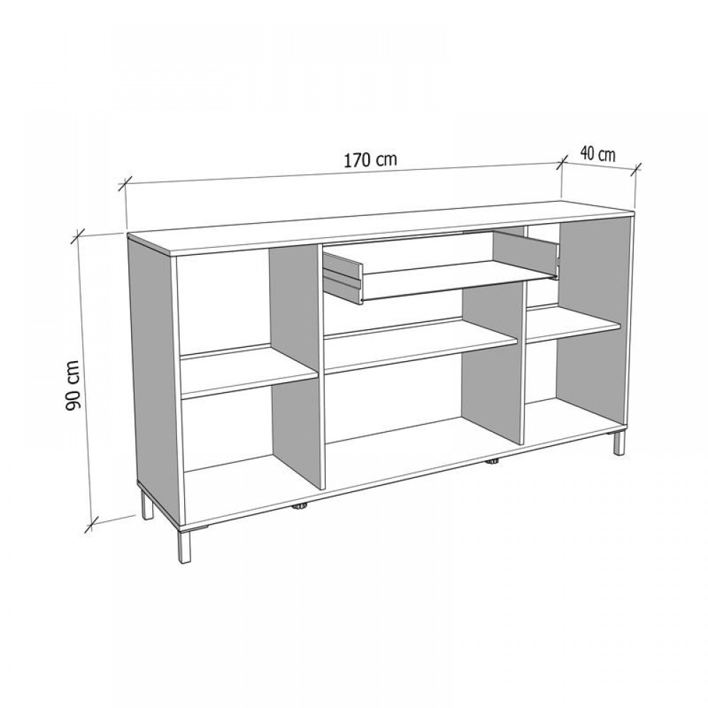 ΚΟΜΟΤΑ-ΜΠΟΥΦΕΣ AVIGNON 170 4K1F4V ARTISAN OAK-ΜΑΥΡΟ ΧΡΩΜΑ 170x40x90εκ