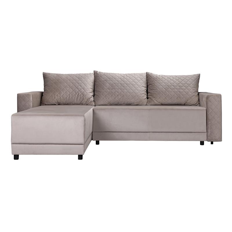 ΓΩΝΙΑΚΟΣ ΚΑΝΑΠΕΣ ΚΡΕΒΑΤΙ Lotos ΚΑΦΕ ΧΡΩΜΑ 237x168x80εκ