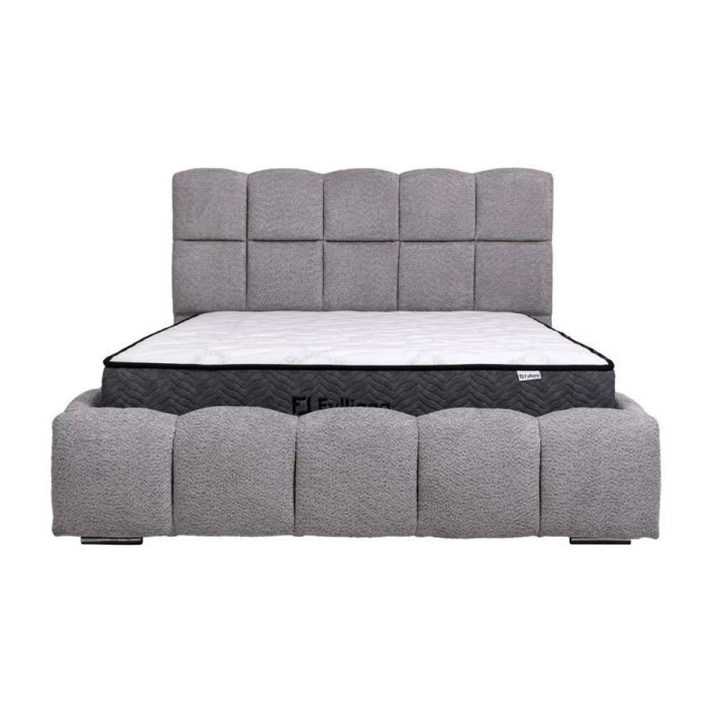ΔΙΠΛΟ ΚΡΕΒΑΤΙ Fylliana Velora ΓΚΡΙ ΧΡΩΜΑ 185x223x125εκ (160x200)