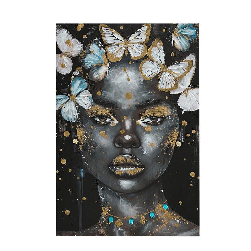 ΠΙΝΑΚΑΣ ΣΕ ΚΑΜΒΑ ΓΥΝΑΙΚΕΙΑ ΦΙΓΟΥΡΑ Fylliana FL24071 ΜΑΥΡΟ-ΛΕΥΚΟ-ΧΡΥΣΟ 60x3x90εκ