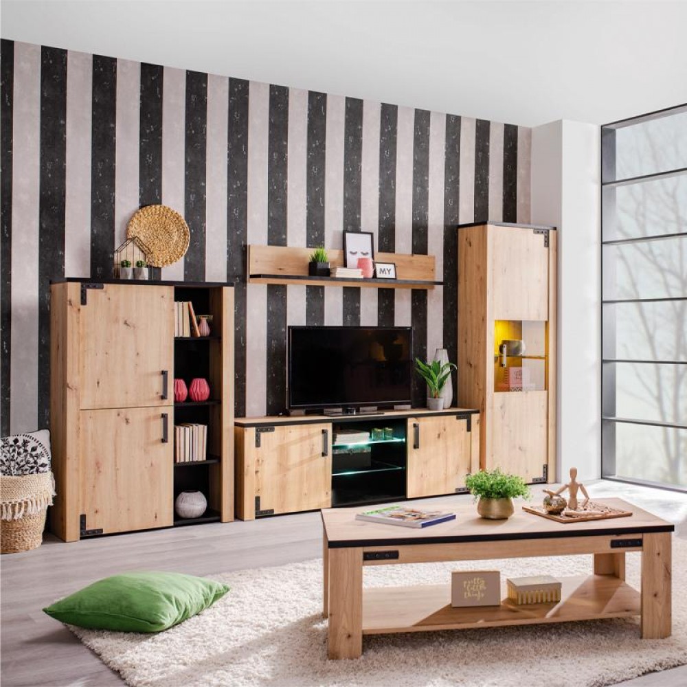 ΕΠΙΠΛΟ ΤΗΛΕΟΡΑΣΗΣ LAZIO 170 ARTISAΝ OAK-ΜΑΥΡΟ 168x40x58εκ
