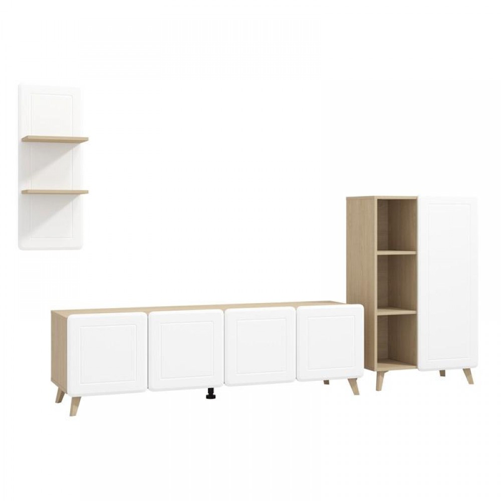 ΚΕΝΤΡΟ ΨΥΧΑΓΩΓΙΑΣ-ΣΥΝΘΕΣΗ ELGIN LIGHT PORT OAK-ΛΕΥKO MAT 244x42x168εκ