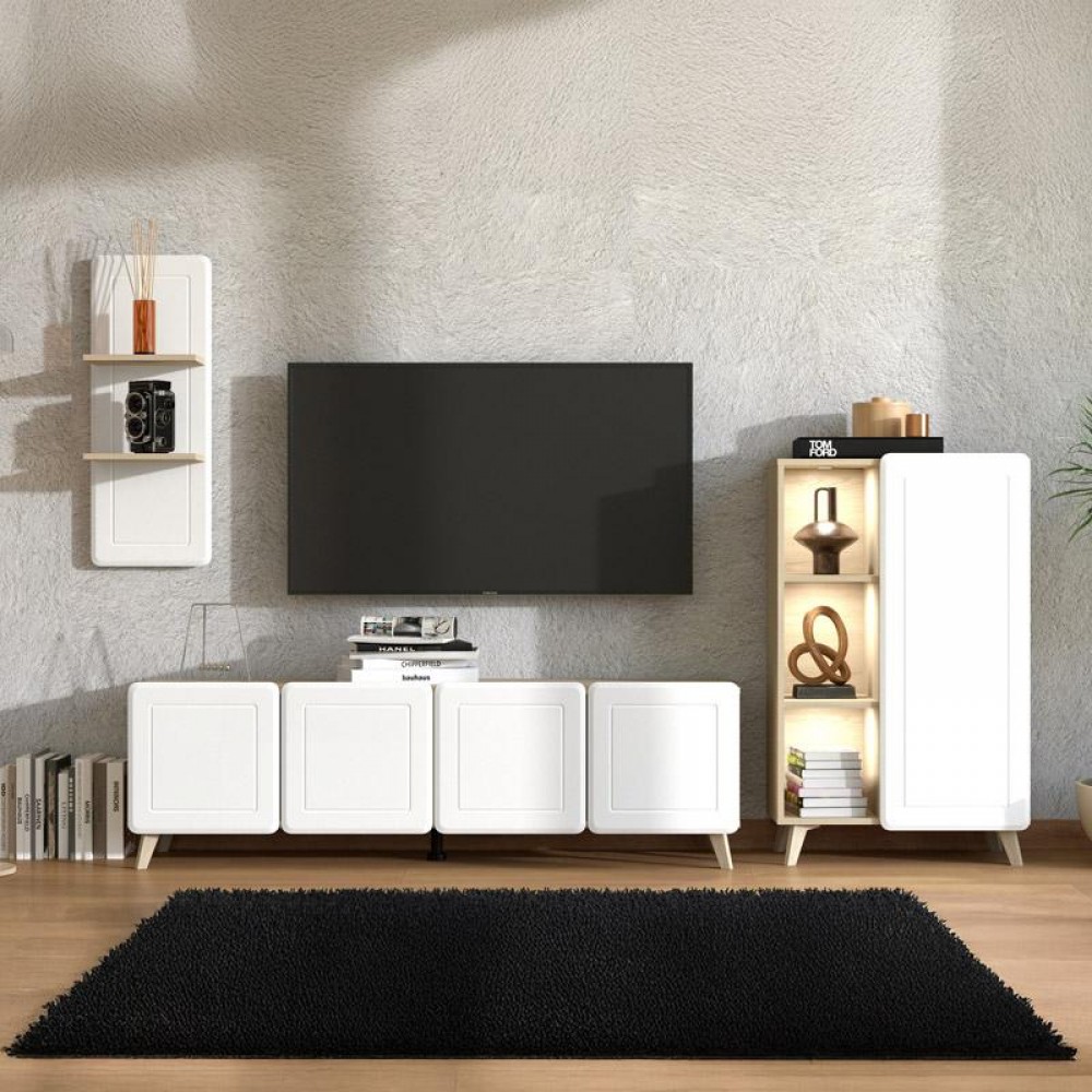 ΚΕΝΤΡΟ ΨΥΧΑΓΩΓΙΑΣ-ΣΥΝΘΕΣΗ ELGIN LIGHT PORT OAK-ΛΕΥKO MAT 244x42x168εκ