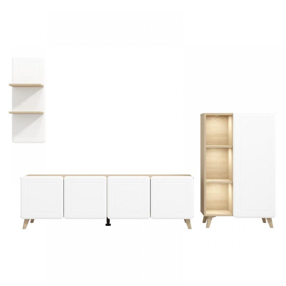 ΚΕΝΤΡΟ ΨΥΧΑΓΩΓΙΑΣ-ΣΥΝΘΕΣΗ ELGIN LIGHT PORT OAK-ΛΕΥKO MAT 244x42x168εκ