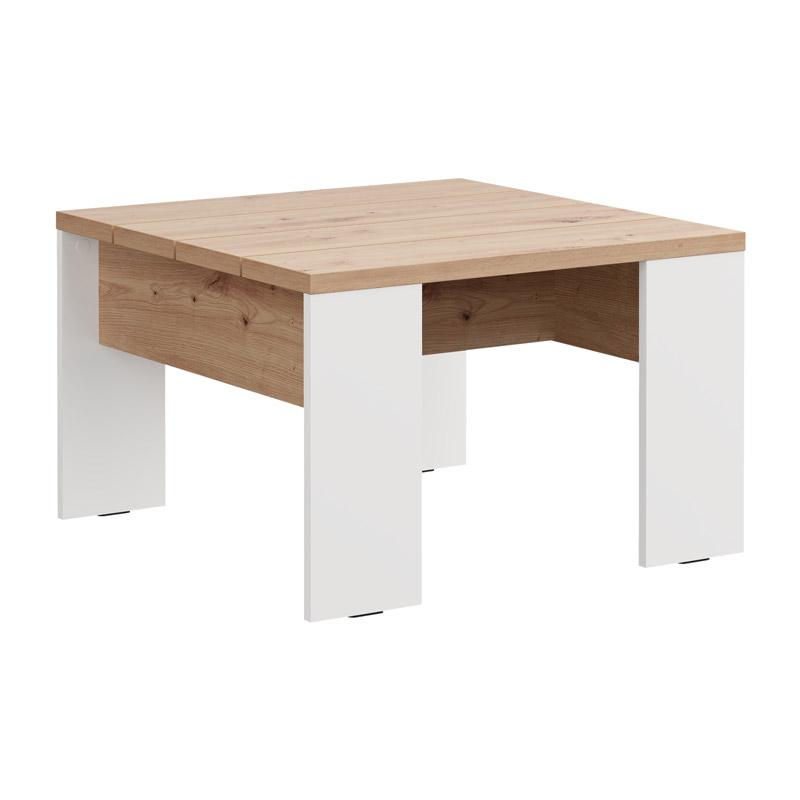 ΤΡΑΠΕΖΑΚΙ ΣΑΛΟΝΙΟΥ MONTESE 67 ΛΕΥΚΟ-ARTISAN OAK 67x67x43εκ