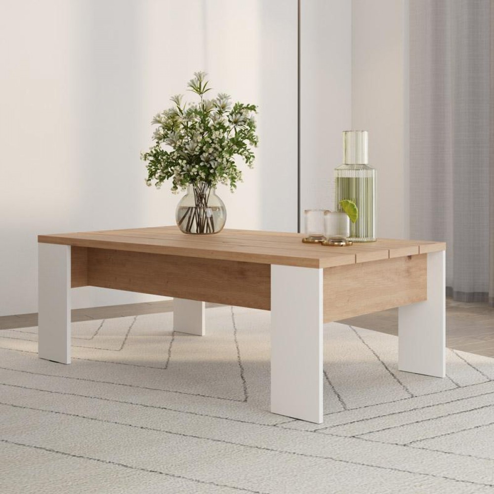 ΤΡΑΠΕΖΑΚΙ ΣΑΛΟΝΙΟΥ MONTESE 120 ΛΕΥΚΟ-ARTISAN OAK 120x67x43εκ