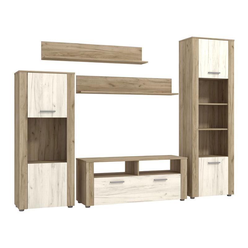 ΚΕΝΤΡΟ ΨΥΧΑΓΩΓΙΑΣ-ΣΥΝΘΕΣΗ OPUS GREY OAΚ-ΛΕΥΚΟ OAK 229x40x184εκ