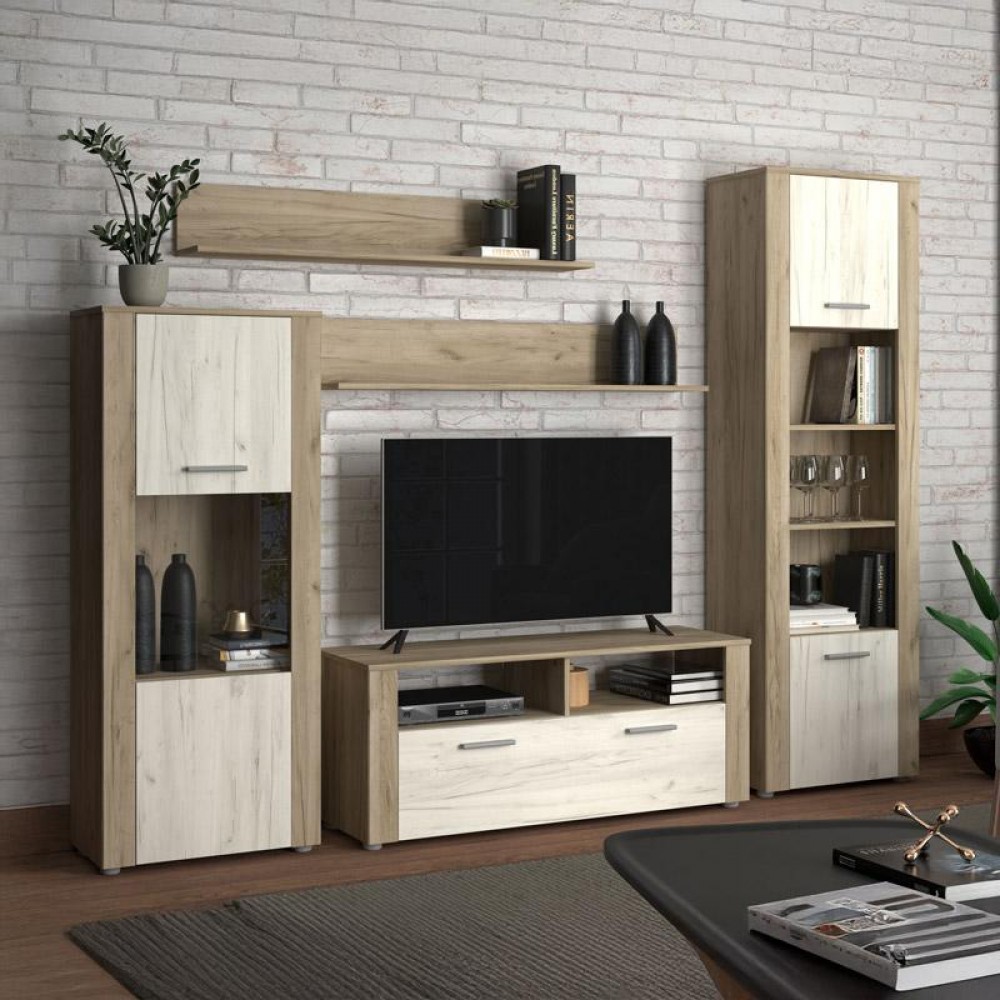 ΚΕΝΤΡΟ ΨΥΧΑΓΩΓΙΑΣ-ΣΥΝΘΕΣΗ OPUS GREY OAΚ-ΛΕΥΚΟ OAK 229x40x184εκ