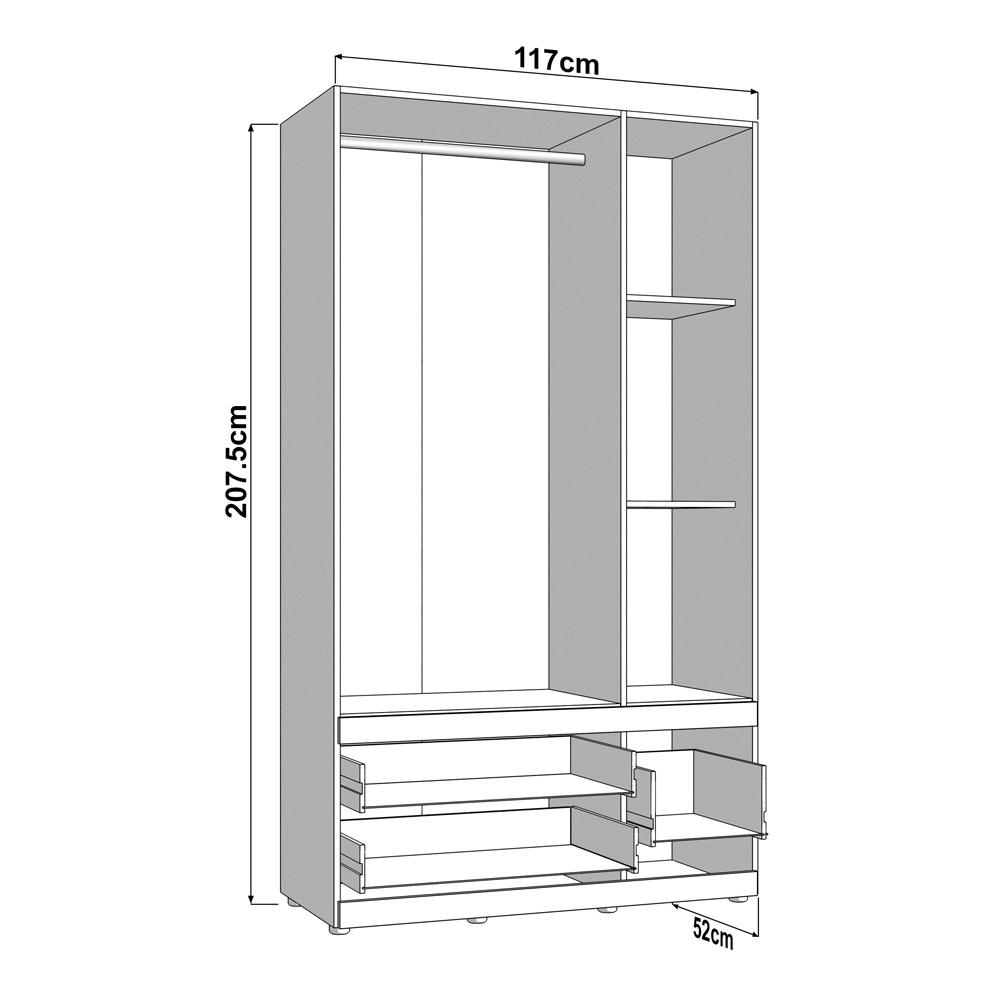 ΝΤΟΥΛΑΠΑ DILLON 3K3F1O h207 ARTISAN OAK-ΛΕΥΚΟ 117x52x208εκ