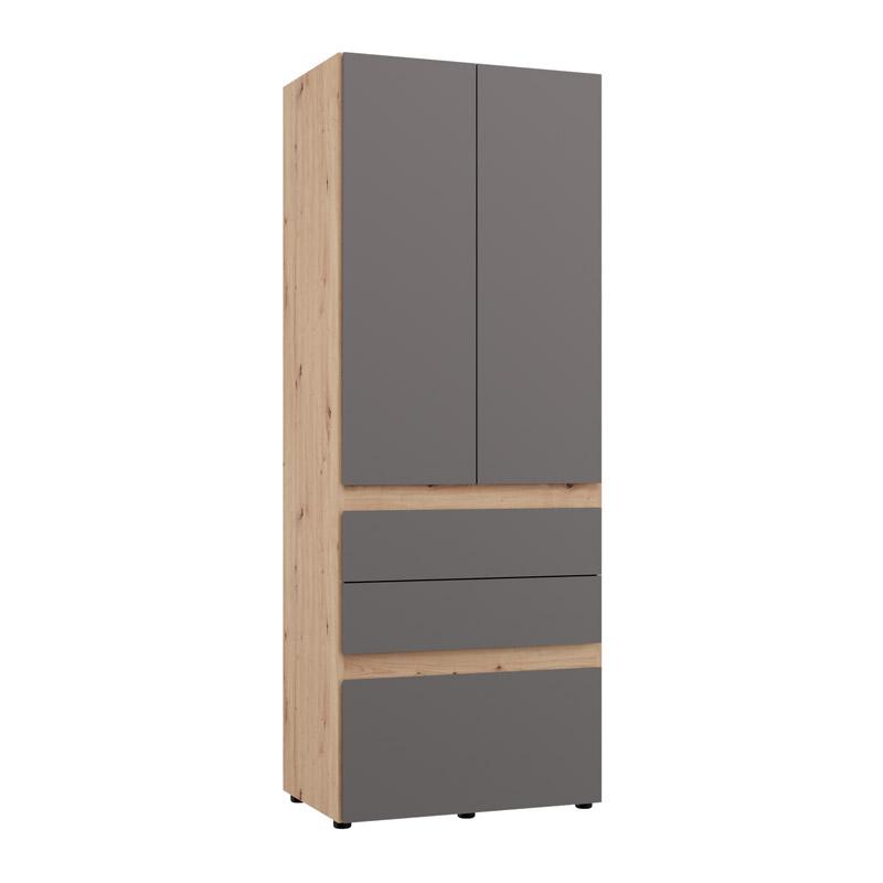 ΝΤΟΥΛΑΠΑ ARDERIN 2K3F h207 ARTISAN OAK-ΓΚΡΙ ΓΡΑΦΙΤΗΣ 79x52x208εκ