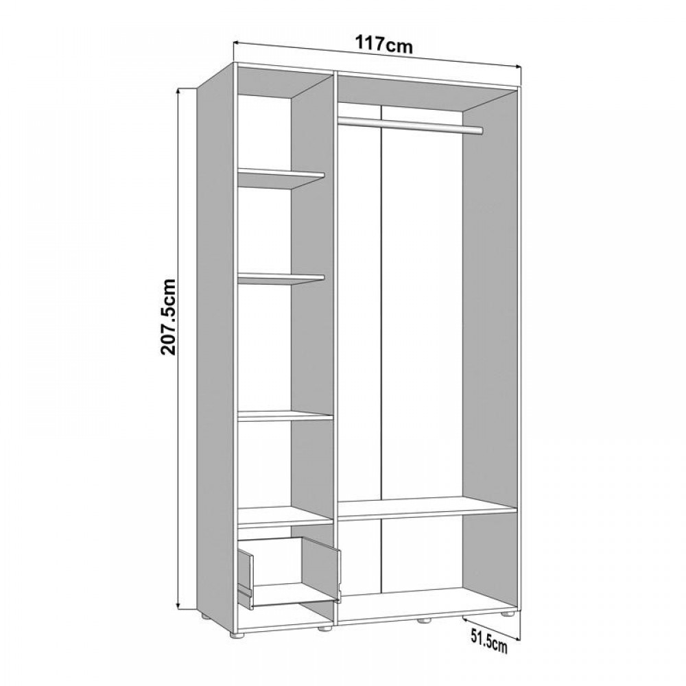 ΝΤΟΥΛΑΠΑ CAMPSIE 3K1F1O h207 ΛΕΥΚΟ ΧΡΩΜΑ 118x52x208εκ