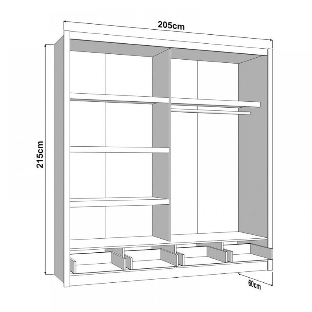 ΝΤΟΥΛΑΠΑ ΜΕ ΚΑΘΡΕΦΤΗ ALBI PLUS 205 2F OG CASHMERE ΧΡΩΜΑ 205x60x216εκ