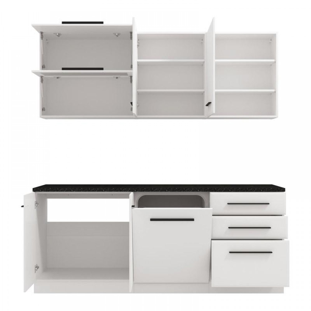 ΣΥΝΘΕΣΗ ΚΟΥΖΙΝΑΣ AMELIA 200 SM ΛΕΥΚΟ-ΛΕΥΚΟ HIGH GLOSS ΧΡΩΜΑ 200x56x200εκ