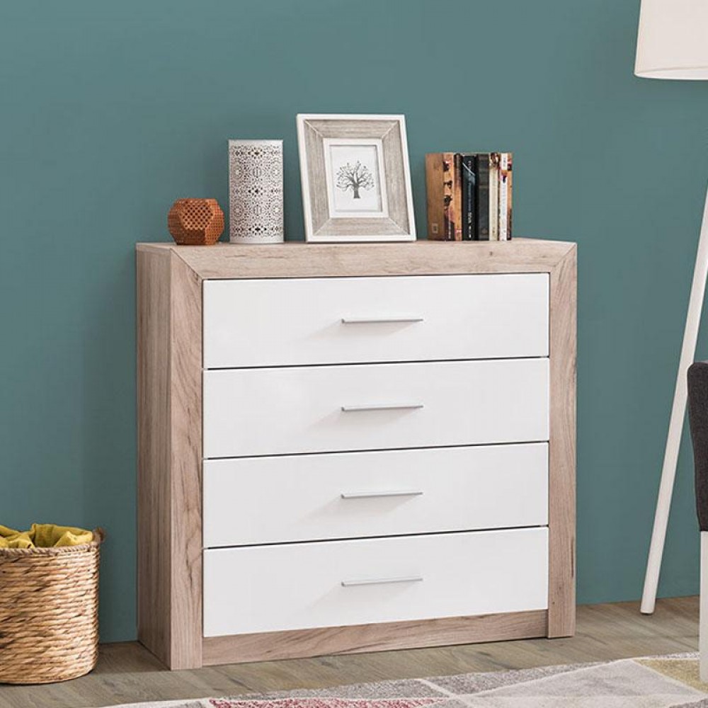 ΚΟΜΟΤΑ-ΣΥΡΤΑΡΙΕΡΑ  Etna 4F Grey Oak - Λευκή Λάκα 93x35x90.5εκ