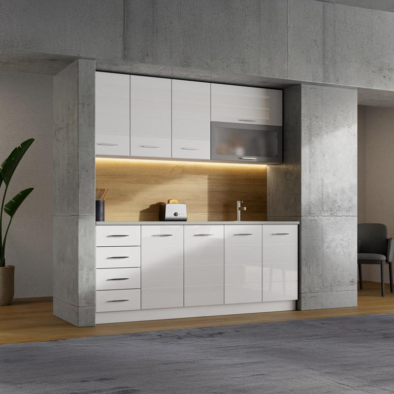ΣΥΝΘΕΣΗ ΚΟΥΖΙΝΑΣ UNA 200 ΛΕΥΚΟ-ΛΕΥΚΟ HIGH GLOSS ΧΡΩΜΑ 200x60x213εκ