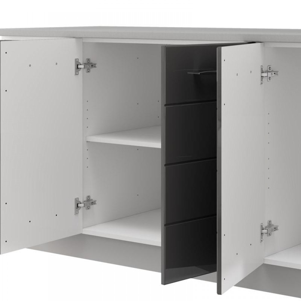 ΣΥΝΘΕΣΗ ΚΟΥΖΙΝΑΣ UNA 200 ΛΕΥΚΟ-ΓΚΡΙ HIGH GLOSS ΧΡΩΜΑ 200x60x213εκ
