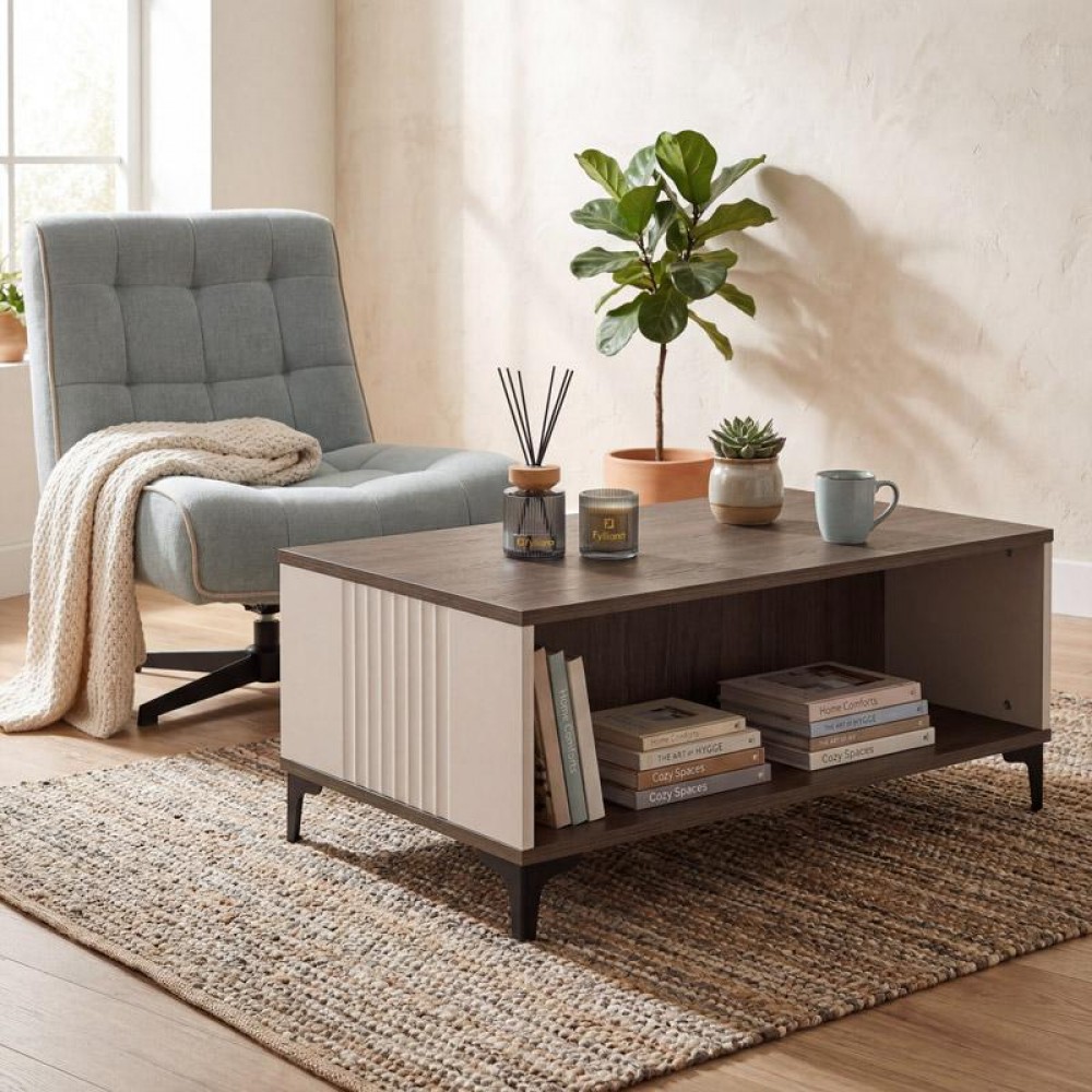 ΤΡΑΠΕΖΑΚΙ ΣΑΛΟΝΙΟΥ Fylliana Aura TOBACCO ΜΕ CASHMERE ΧΡΩΜΑ 120x60x45εκ