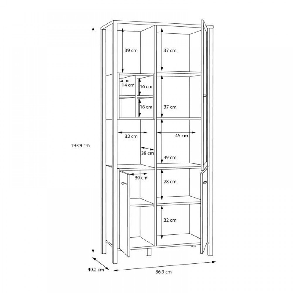 ΒΙΤΡΙΝΑ TERRANO RIVIERA OAK ΧΡΩΜΑ 87x40x194εκ