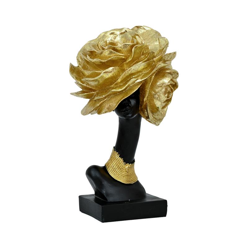 ΕΠΙΤΡΑΠΕΖΙA ΔΙΑΚΟΣΜΗΤΙΚH ΦΙΓΟΥΡΑ Fylliana FL206005 POLYRESIN ΜΑΥΡΟ-ΧΡΥΣΟ ΧΡΩΜΑ 16x15x27εκ