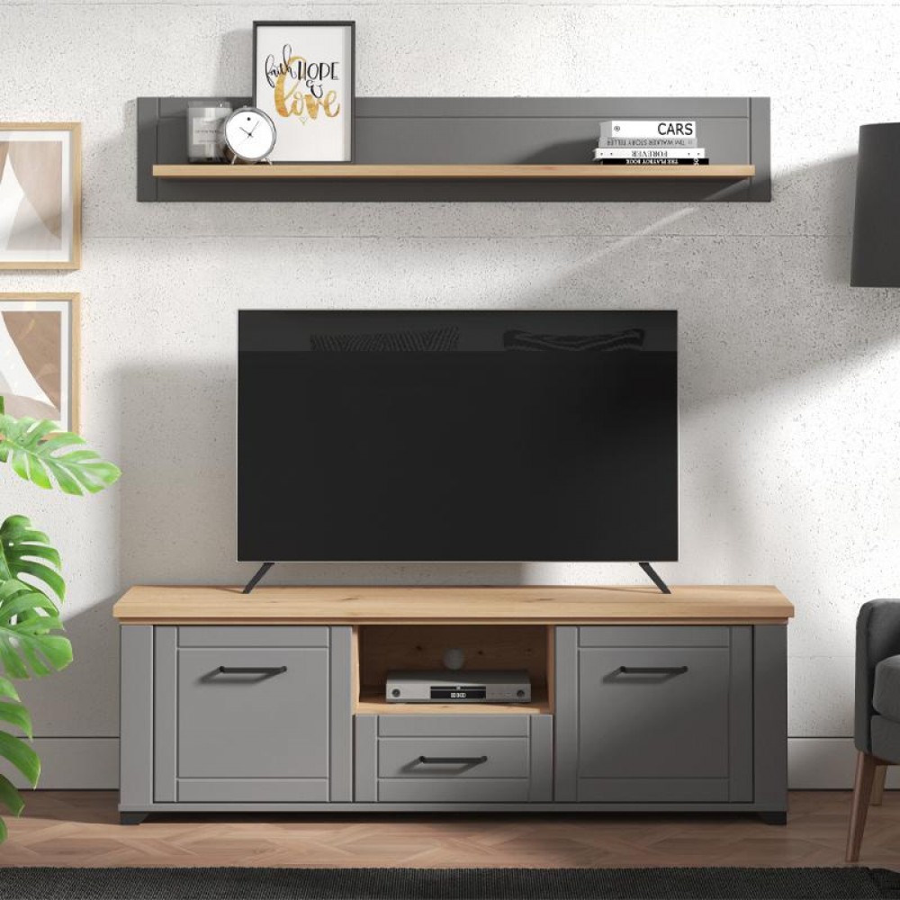 ΕΠΙΠΛΟ ΤΗΛΕΟΡΑΣΗΣ VALENCIA TV 150 ΓΚΡΙ ΓΡΑΦΙΤΗΣ-ARTISAN OAΚ-ΓΚΡΙ ΜΑΤ 147x41x47,5εκ