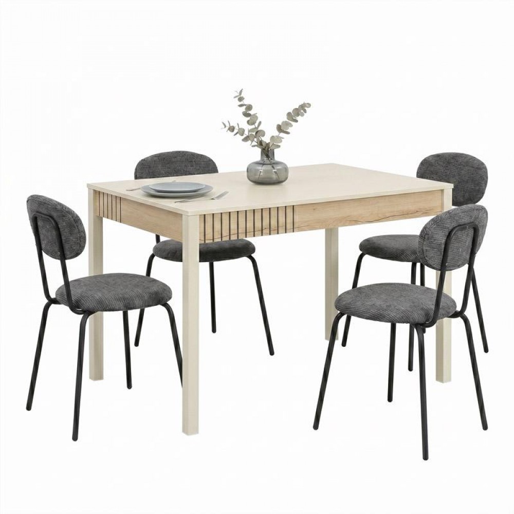ΣΕΤ ΤΡΑΠΕΖΑΡΙΑΣ FL2408 SONOMA-CASHMERE (5) ΠΕΝΤΕ ΤΕΜΑΧΙΩΝ ΜΕ ΓΚΡΙ ΚΑΡΕΚΛΑ FL2311 d.n.s