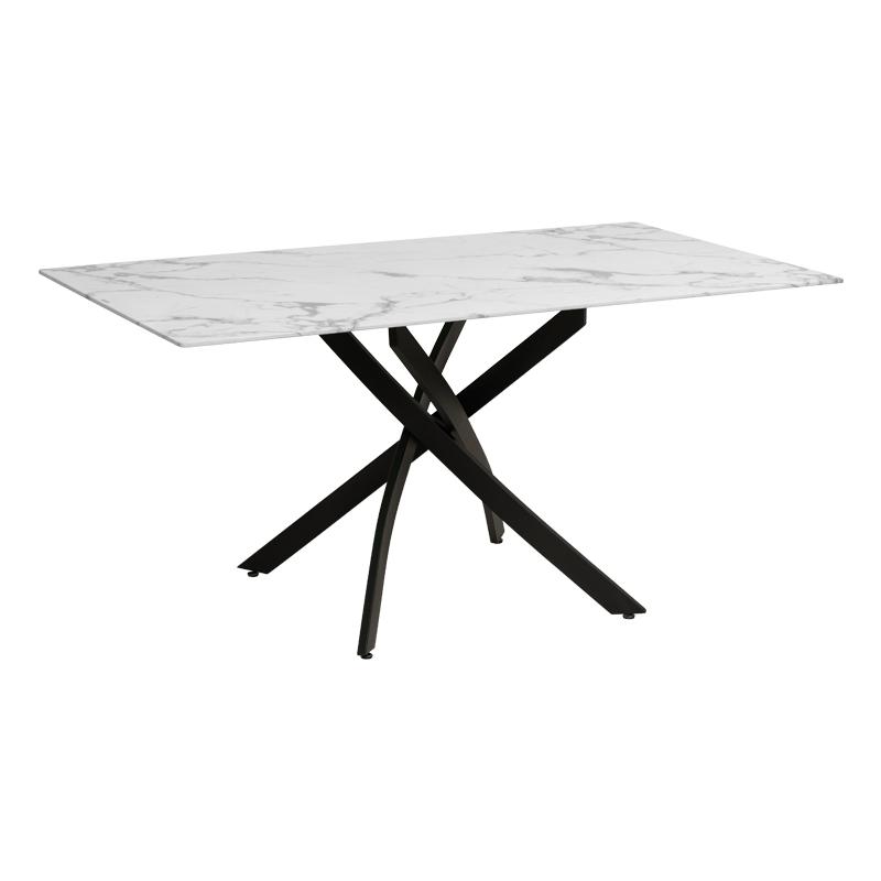 ΤΡΑΠΕΖΙ ΤΡΑΠΕΖΑΡΙΑΣ Fylliana FL102 MARBLE ΜΕ ΜΑΥΡΑ ΜΕΤΑΛΛΙΚΑ ΠΟΔΙΑ 140x80x75εκ