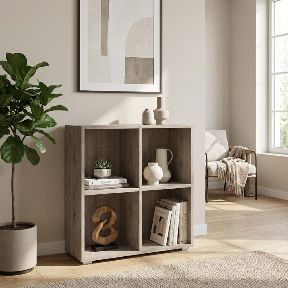 ΒΙΒΛΙΟΘΗΚΗ-ΡΑΦΙΕΡΑ Fylliana Smart 4P 18 GREY OAK ΧΡΩΜΑ 74x29x76εκ